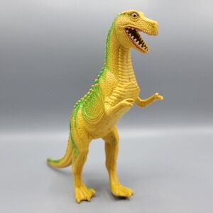 Vintage 8" 1985 Tyrannosaurus T Rex Imperial Toy Dinosaur Green Tan Hong Kong